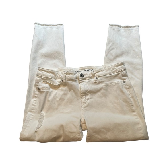 Articles of Society Carly Skinny Crop Distressed Jeans in Worn White, Sz 30 - Picture 3 of 16